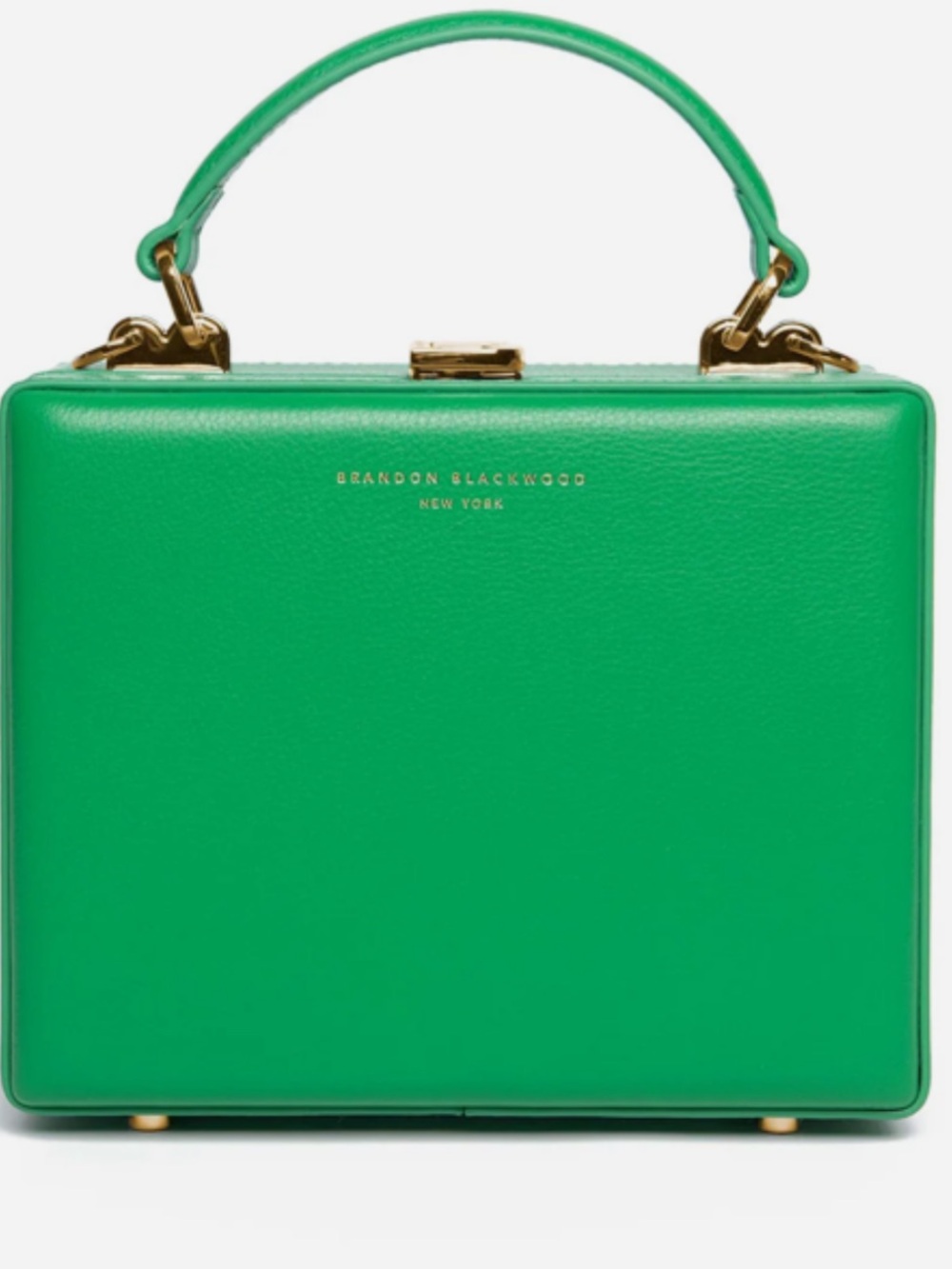 Brandon Blackwood True Green Leather Kendrick Trunk with Gold Hardware